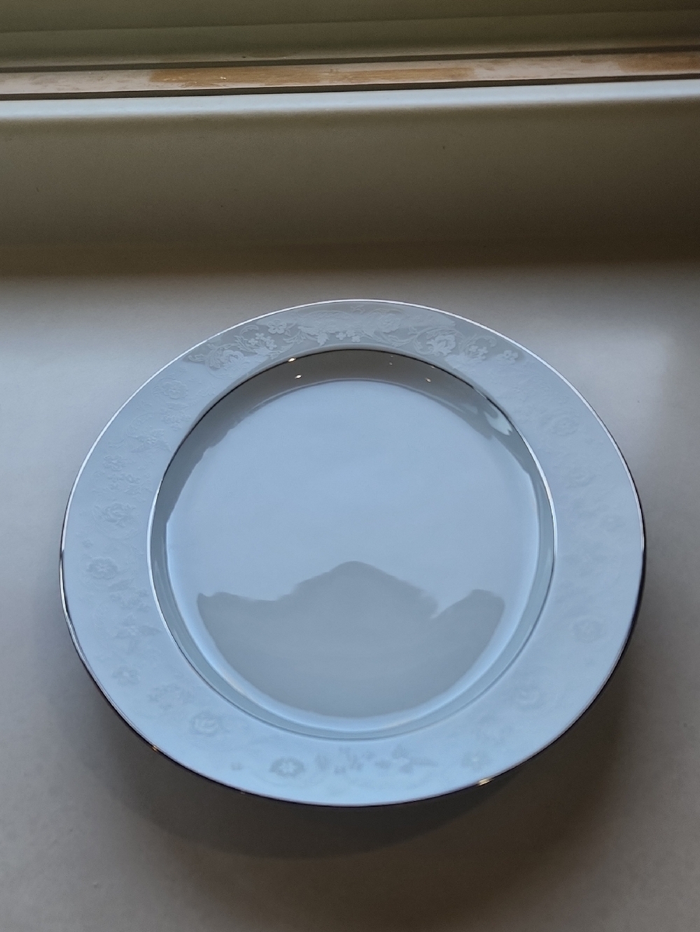Noritake Baroness Porcelain serving Platter with Embossed Platinum Trim Vintage